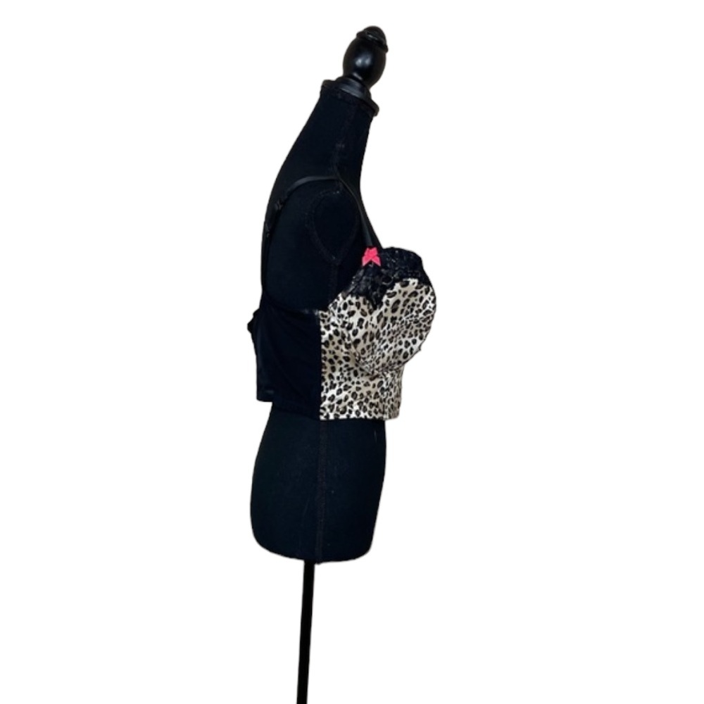 Cacique Leopard Print Zip-Up Corset Bra 40 DDD - Picture 3 of 10